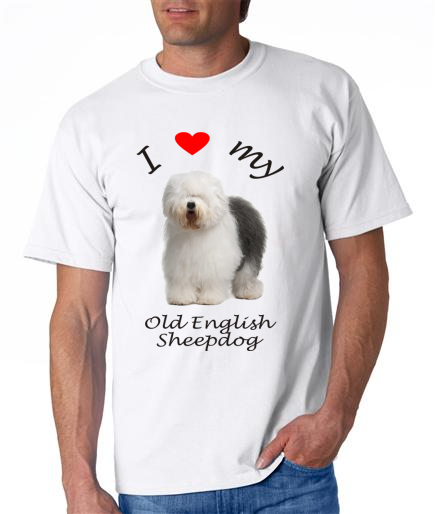 Dogs - Old English Sheepdog Picture on a Mens Shirt